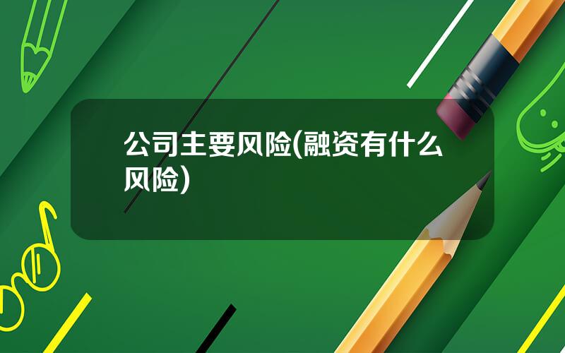 公司主要风险(融资有什么风险)