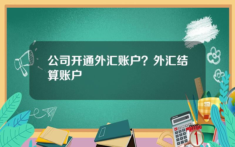 公司开通外汇账户？外汇结算账户