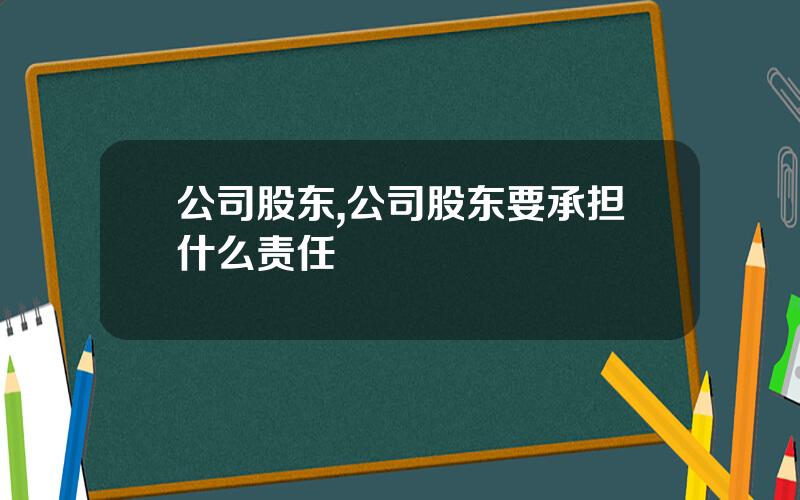 公司股东,公司股东要承担什么责任