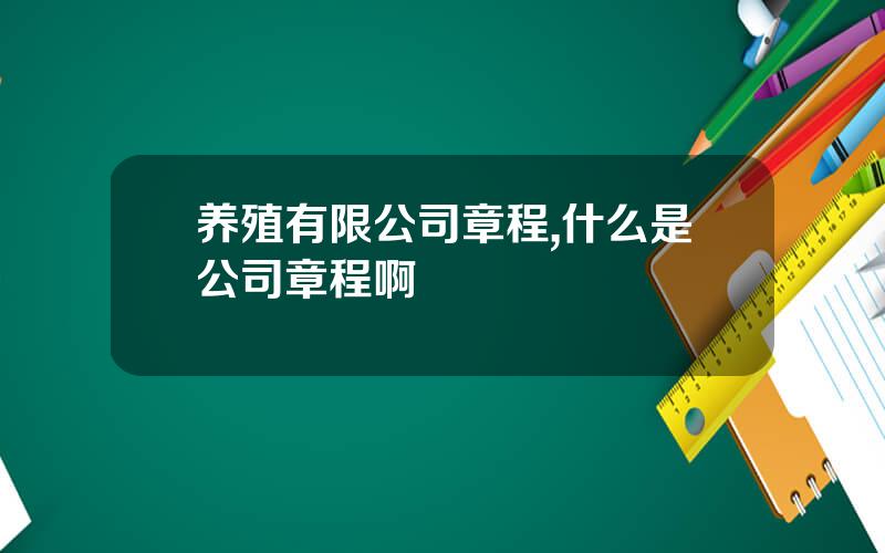 养殖有限公司章程,什么是公司章程啊