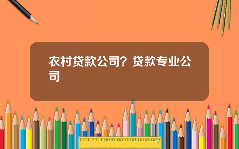 农村贷款公司？贷款专业公司