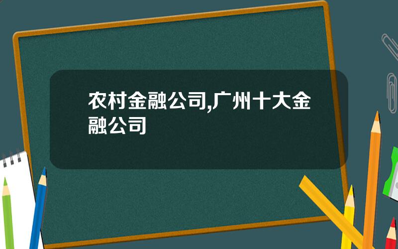 农村金融公司,广州十大金融公司