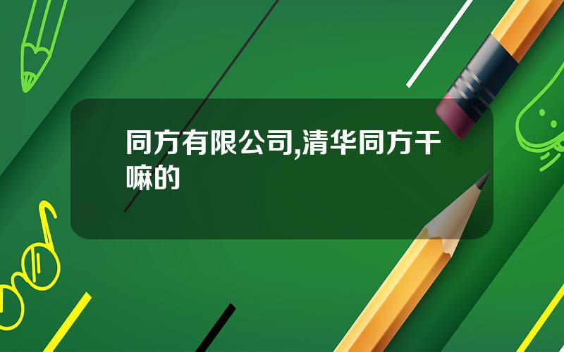 同方有限公司,清华同方干嘛的