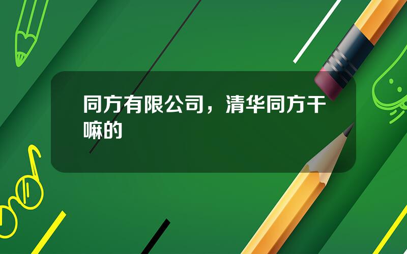 同方有限公司，清华同方干嘛的