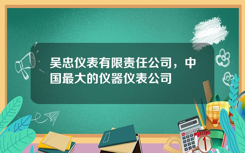 吴忠仪表有限责任公司，中国最大的仪器仪表公司