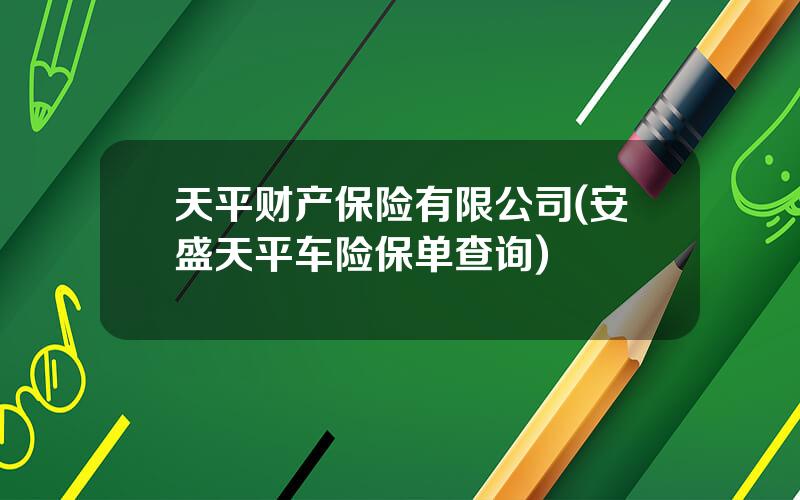 天平财产保险有限公司(安盛天平车险保单查询)