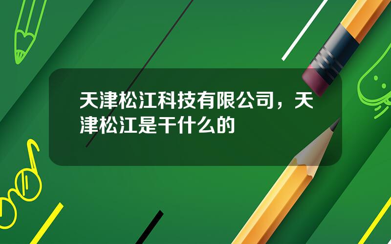 天津松江科技有限公司，天津松江是干什么的
