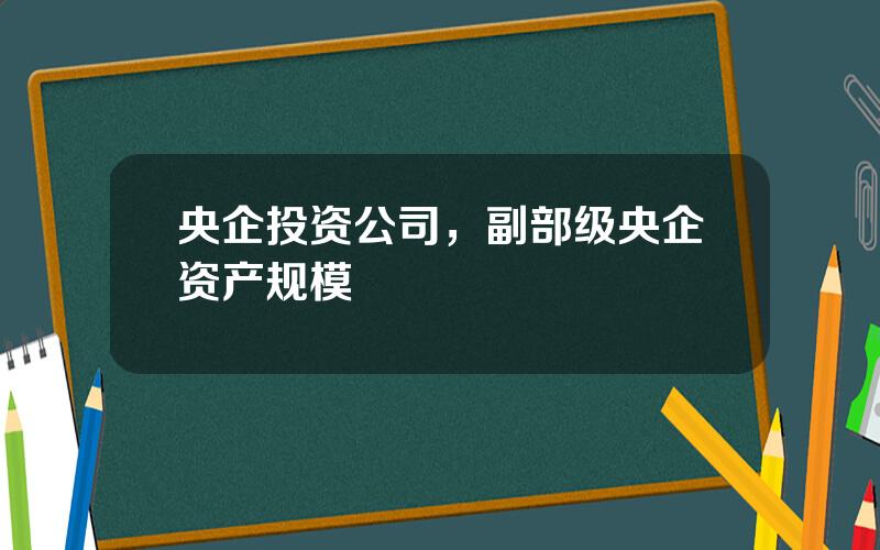 央企投资公司，副部级央企资产规模