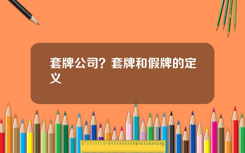 套牌公司？套牌和假牌的定义