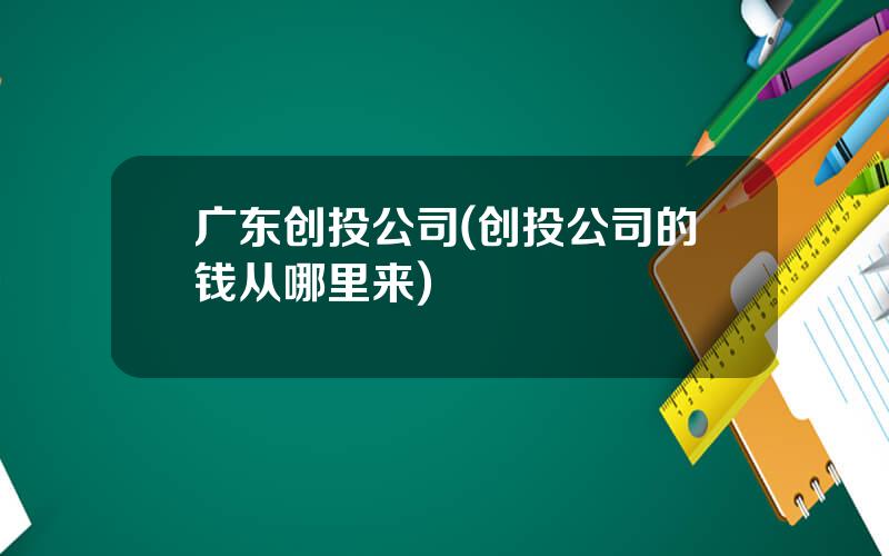 广东创投公司(创投公司的钱从哪里来)