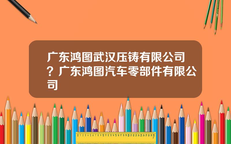 广东鸿图武汉压铸有限公司？广东鸿图汽车零部件有限公司
