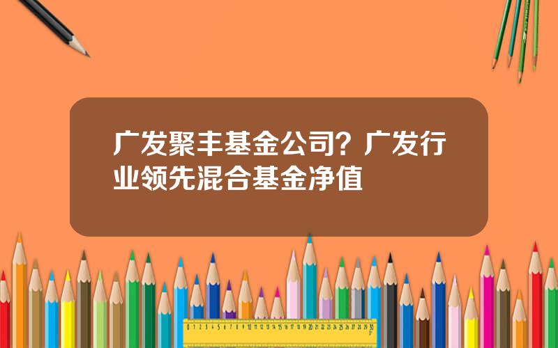 广发聚丰基金公司？广发行业领先混合基金净值