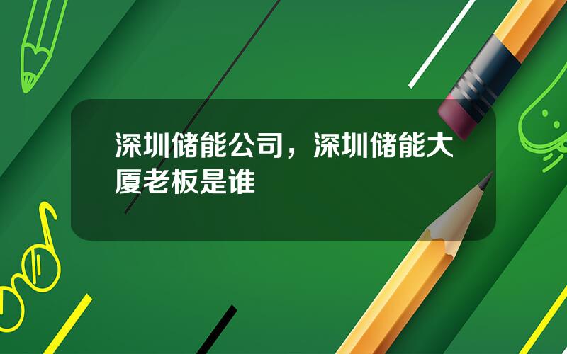 深圳储能公司，深圳储能大厦老板是谁
