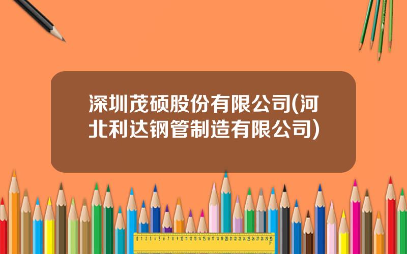 深圳茂硕股份有限公司(河北利达钢管制造有限公司)
